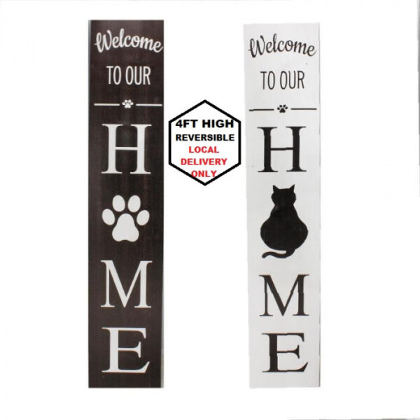 PORCH SIGN - REVERSIBLE Cat/Paw Print